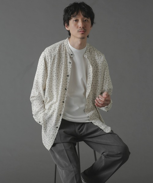 NANO universe（ナノユニバース）の「バックサテンプリントシャツ（シャツ/ブラウス・メンズ・アイボリー/ネイビー・M/L）」の3枚目の写真
