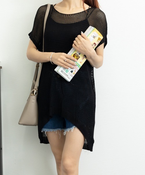 Miniministore(ミニミニストア)の「メッシュトップス ドルマンスリーブ韓国風(Tシャツ/カットソー・レディース・ブラック/ブラウン/ホワイト/ベージュ・FREE)」の10枚目の写真