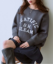 大きいサイズ　かるfuwaビッグシルエットロゴニットプルオーバー（型崩れしにくい）
