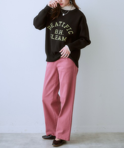 SMILE LAND(スマイルランド)の「大きいサイズ かるfuwaビッグシルエットロゴニットプルオーバー(型崩れしにくい)(ニット/セーター・レディース・チャコールグレー/ブルーグレー/ブラック・L~LL/3L~4L)」の16枚目の写真