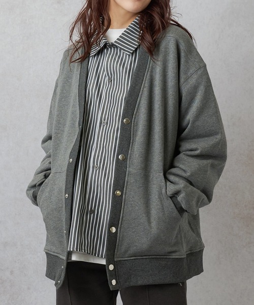 Lull（ルル）の「【Lull / ルル】オーバースウェットカーディガン（カーディガン/ボレロ・レディース・チャコール/杢グレー/ブラウン/レッド/オフホワイト・ONESIZE）」の4枚目の写真