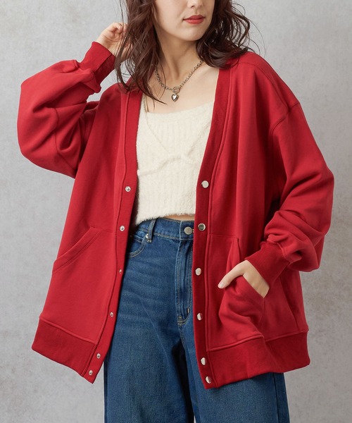 Lull（ルル）の「【Lull / ルル】オーバースウェットカーディガン（カーディガン/ボレロ・レディース・チャコール/杢グレー/ブラウン/レッド/オフホワイト・ONESIZE）」の10枚目の写真