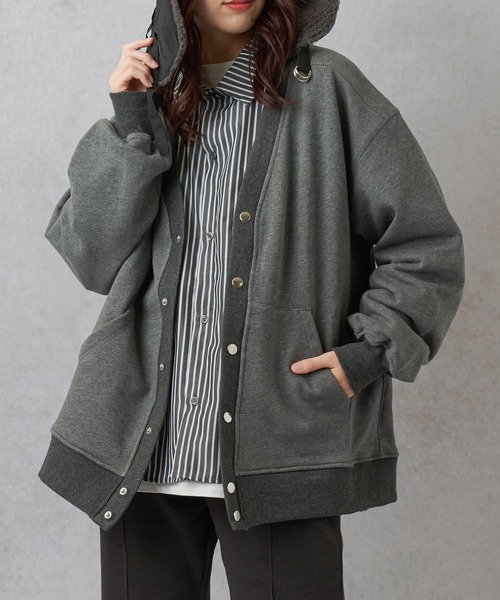 Lull（ルル）の「【Lull / ルル】オーバースウェットカーディガン（カーディガン/ボレロ・レディース・チャコール/杢グレー/ブラウン/レッド/オフホワイト・ONESIZE）」の13枚目の写真