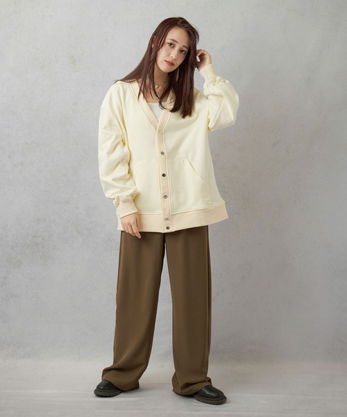 Lull（ルル）の「【Lull / ルル】オーバースウェットカーディガン（カーディガン/ボレロ・レディース・チャコール/杢グレー/ブラウン/レッド/オフホワイト・ONESIZE）」の17枚目の写真