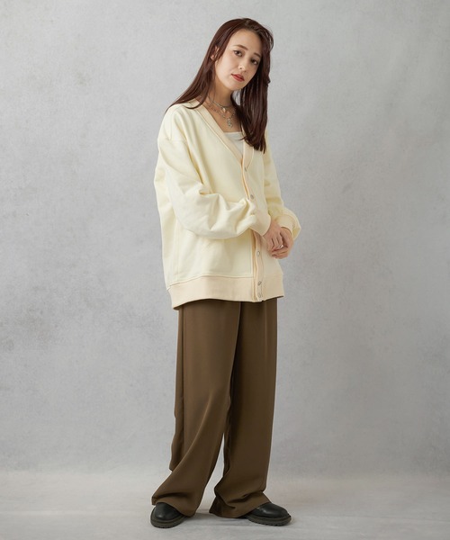 Lull（ルル）の「【Lull / ルル】オーバースウェットカーディガン（カーディガン/ボレロ・レディース・チャコール/杢グレー/ブラウン/レッド/オフホワイト・ONESIZE）」の16枚目の写真