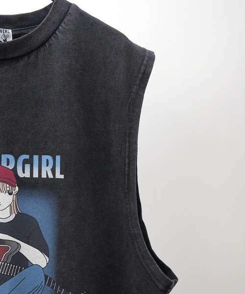 Red Cap Girl(レッドキャプガール)の「レトロ ヴィンテージライク ピグメント加工 ビッグシルエットノースリーブ カットソー(タンクトップ・メンズ・ブラック/ブラック系その他・XL/L/M)」の13枚目の写真