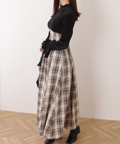 ヌメロヴェントゥーノ　プリーツ　フリル　シルク　ドッキング　ベルト　ワンピース ヌメロヴェントゥーノ プリーツ フリル シルク ドッキング