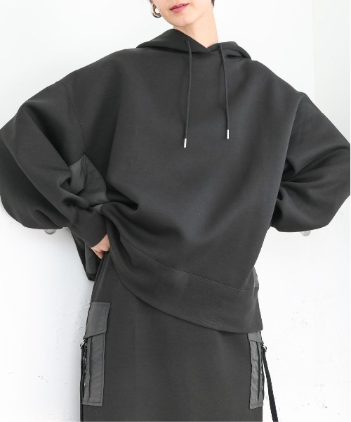 LEPSIM（レプシィム）の「異素材パーカー　992089（パーカー・レディース・オフホワイト/グレー/ブラック・FREE）」の3枚目の写真