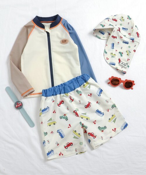 apres les cours（アプレレクール）の「【リンク】バラエティ総柄 トランクス水着（水着・キッズ・アイボリー/ブルー/ミント/イエロー・80/90/100/110/120/130/140）」の21枚目の写真