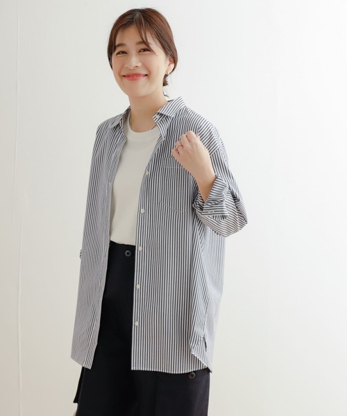 URBAN RESEARCH DOORS（アーバンリサーチドアーズ）の「コットンレギュラーカラーオーバーシャツ（シャツ/ブラウス・レディース・ストライプ/ホワイト・MEDIUM）」の17枚目の写真