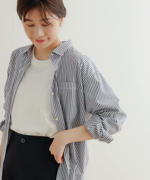 URBAN RESEARCH DOORS（アーバンリサーチドアーズ）の「コットンレギュラーカラーオーバーシャツ（シャツ/ブラウス・レディース・ストライプ/ホワイト・MEDIUM）」の12枚目の写真