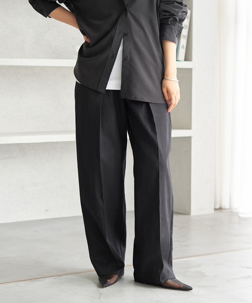 【新品】Plage プラージュ チノワイドパンツ 紺 plage（プラージュ）の「CHINO ワイド テーパード パンツ