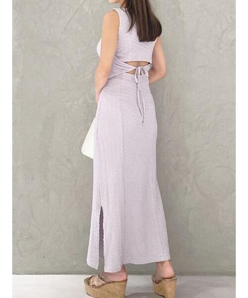 MERCURYDUO（マーキュリーデュオ）の「バックシャンカットワンピース（ワンピース・レディース・オフホワイト/ブラック/ラベンダー・SMALL/MEDIUM）」の12枚目の写真