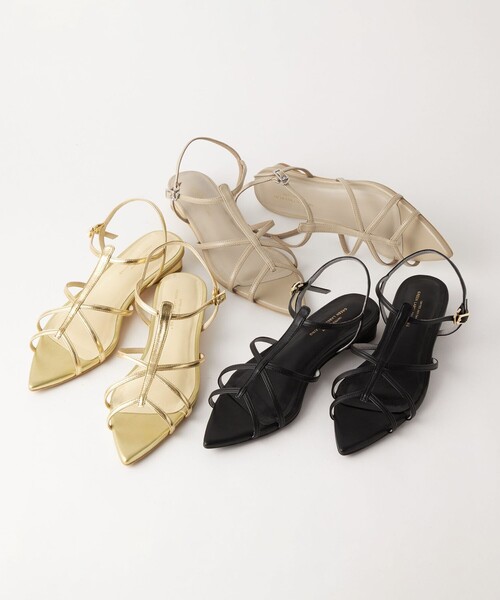 green label relaxing（グリーンレーベルリラクシング）の「ポインテッド ナロウベルト サンダル（2.5cmヒール）（サンダル・レディース・ブラック/ベージュ/ゴールド・S/M/L/XL）」の4枚目の写真
