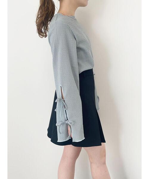 ehka sopo（エヘカソポ）の「袖リボンカットソー（Tシャツ/カットソー・レディース・キナリ/ブラック/グレー・F）」の3枚目の写真