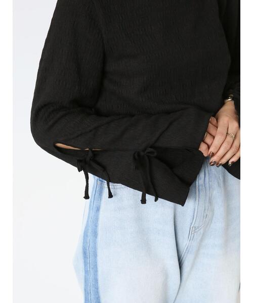 ehka sopo（エヘカソポ）の「袖リボンカットソー（Tシャツ/カットソー・レディース・キナリ/ブラック/グレー・F）」の7枚目の写真