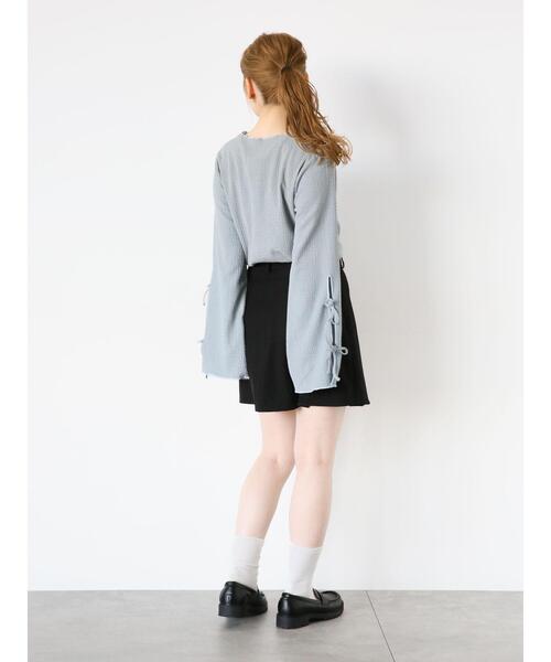 ehka sopo（エヘカソポ）の「袖リボンカットソー（Tシャツ/カットソー・レディース・キナリ/ブラック/グレー・F）」の11枚目の写真