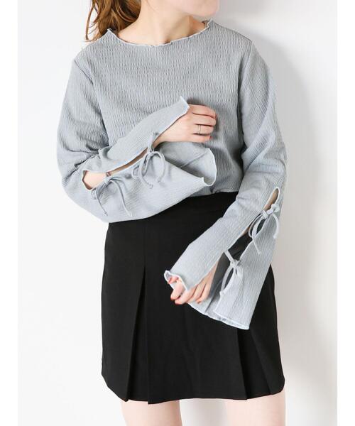 ehka sopo（エヘカソポ）の「袖リボンカットソー（Tシャツ/カットソー・レディース・キナリ/ブラック/グレー・F）」の12枚目の写真