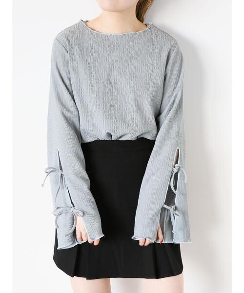 ehka sopo（エヘカソポ）の「袖リボンカットソー（Tシャツ/カットソー・レディース・キナリ/ブラック/グレー・F）」の13枚目の写真