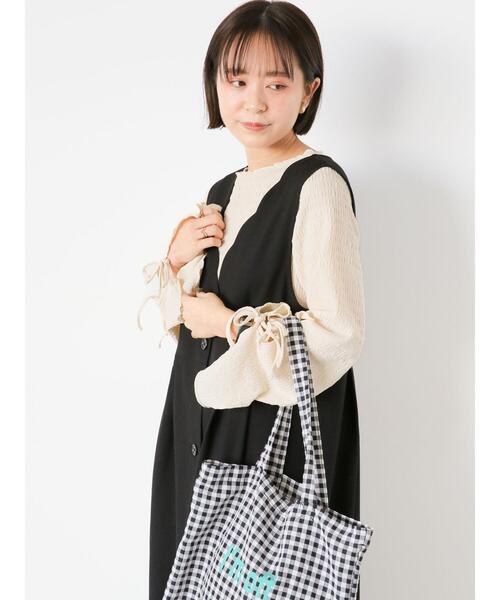 ehka sopo（エヘカソポ）の「袖リボンカットソー（Tシャツ/カットソー・レディース・キナリ/ブラック/グレー・F）」の16枚目の写真