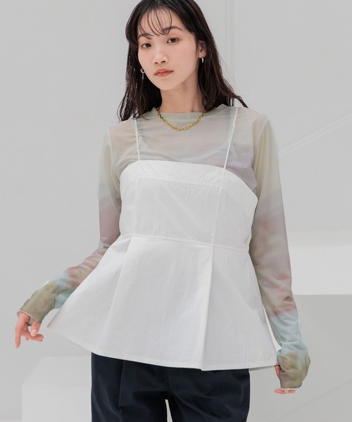 LOWRYS FARM（ローリーズファーム）の「キャミチュニック 102236（シャツ/ブラウス・レディース・ブラック系その他/ブラック/アイボリー・LONG/SHORT）」の4枚目の写真