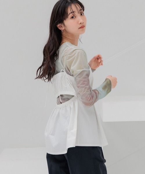 LOWRYS FARM（ローリーズファーム）の「キャミチュニック 102236（シャツ/ブラウス・レディース・ブラック系その他/ブラック/アイボリー・LONG/SHORT）」の6枚目の写真