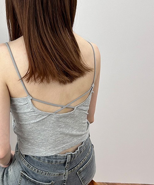 ISOOK(アイスー)の「【ISOOK / アイスー】バッククロスカップ付きキャミソール / ブラトップ カップ付きインナー インナーキャミZOZOTOWN限定(キャミソール・レディース・ブラック/グレー・FREE)」の15枚目の写真