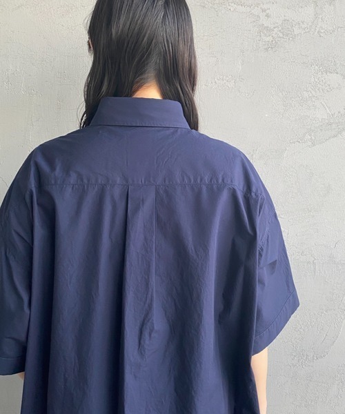DANTONダントンリネン プルオーバー ショートスリーブシャツ40ネイビー美品 jd-3565kls-8a.jpg
