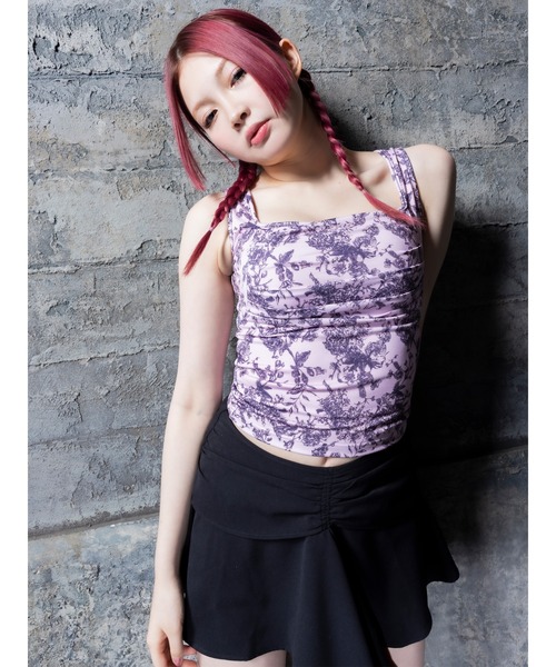 DURAS（デュラス）の「Flower pattern top（タンクトップ・レディース・ホワイト/ピンク/ブラック・FREE）」の9枚目の写真