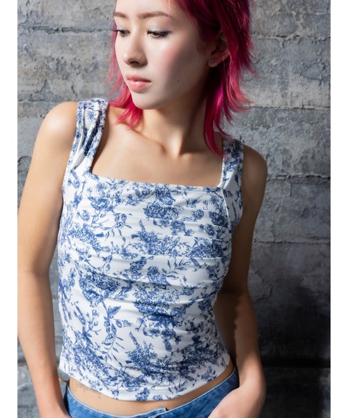 DURAS（デュラス）の「Flower pattern top（タンクトップ・レディース・ホワイト/ピンク/ブラック・FREE）」の13枚目の写真