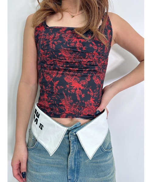 DURAS（デュラス）の「Flower pattern top（タンクトップ・レディース・ホワイト/ピンク/ブラック・FREE）」の19枚目の写真