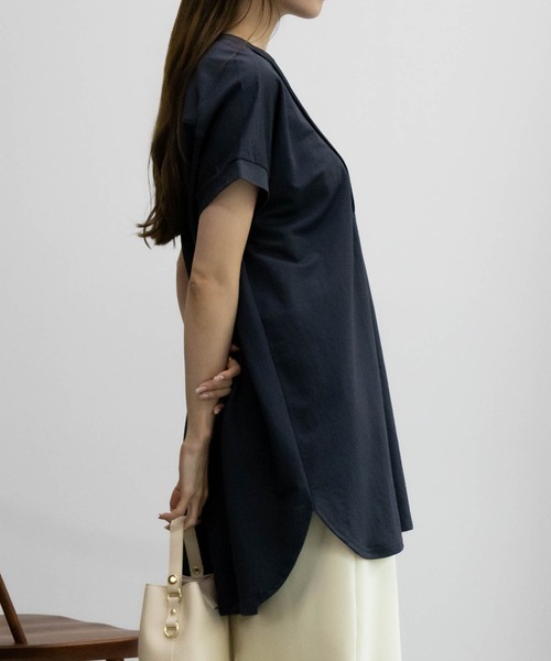 NAVY(ネイビー)の「【接触冷感・制菌加工】NAVY サラリ ピンタックチュニックプルオーバー シャツ見え(Tシャツ/カットソー・レディース・チャコールグレー/グレイッシュベージュ/ライトベージュ/ピンク系その他・L/M/S/XL)」の14枚目の写真