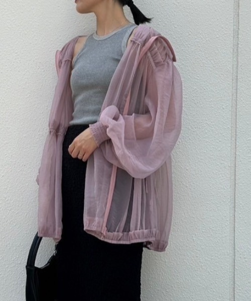 AMAIL(アマイル)の「Angel eary blouson(ブルゾン・レディース・グレイッシュベージュ/ピンク・FREE)」の2枚目の写真