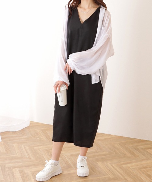 4色 ロング ワンピース ノースリーブ Vネック Aライン 無地 1 Amazon.co.jp: [JIANGWEI] ワンピース レディース 夏 ロング