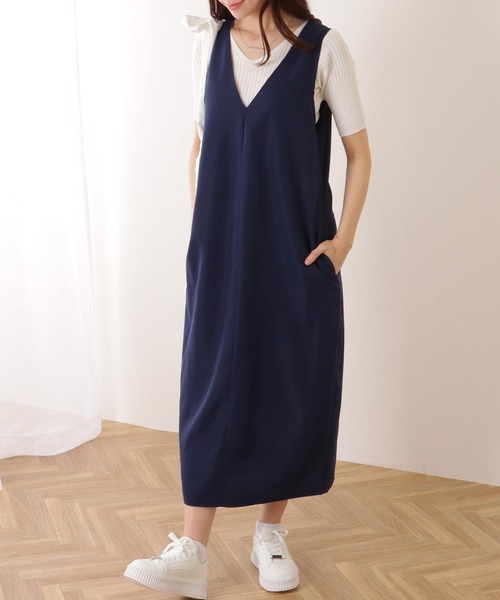 Lace Ladies（レースレディース）の「Vネック Iライン ノースリーブロング ワンピース（ワンピース・レディース・ブラック/グレー/ベージュ/ネイビー・M/L）」の12枚目の写真