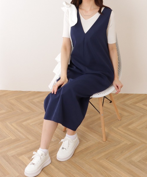 Lace Ladies（レースレディース）の「Vネック Iライン ノースリーブロング ワンピース（ワンピース・レディース・ブラック/グレー/ベージュ/ネイビー・M/L）」の14枚目の写真