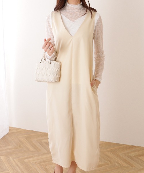 Lace Ladies（レースレディース）の「Vネック Iライン ノースリーブロング ワンピース（ワンピース・レディース・ブラック/グレー/ベージュ/ネイビー・M/L）」の18枚目の写真