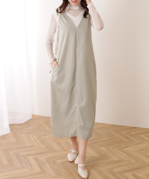 ERISABETTA FRANCHI ロングワンピース ノースリーブ Vネック She's Closet ワンピース 深Vネックノースリーブロング丈Aライン