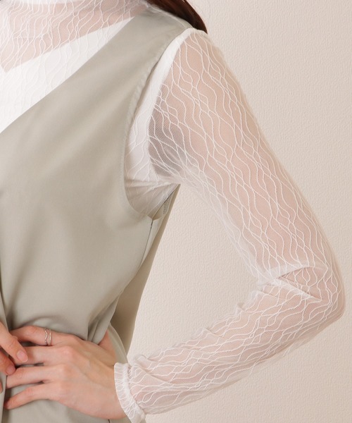 Vネック Iライン ノースリーブロング ワンピース（ワンピース）｜Lace