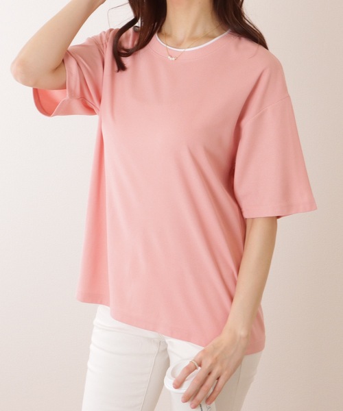 Lace Ladies(レースレディース)の「フェイクレイヤード 配色 クルーネック 半袖 プルオーバー(Tシャツ/カットソー・レディース・ブラック/ミント/アイボリー/ピンク・M/XL)」の16枚目の写真