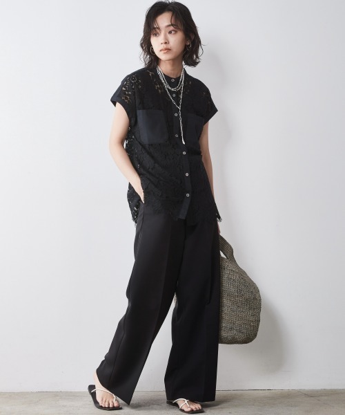 CHIC STYLE（シックスタイル）の「【販売終了】＜大きいサイズ＞リラックスワイドパンツ シックスタイル（その他パンツ・レディース・ブラック/ブラウン・5L/4L/3L/LL/L）」の4枚目の写真