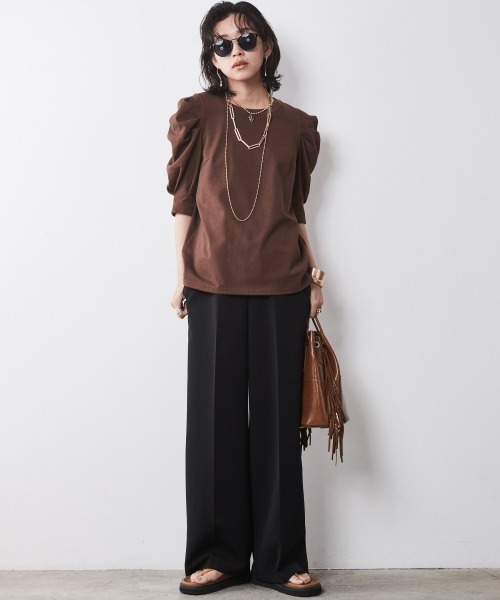 CHIC STYLE（シックスタイル）の「【販売終了】＜大きいサイズ＞リラックスワイドパンツ シックスタイル（その他パンツ・レディース・ブラック/ブラウン・5L/4L/3L/LL/L）」の12枚目の写真