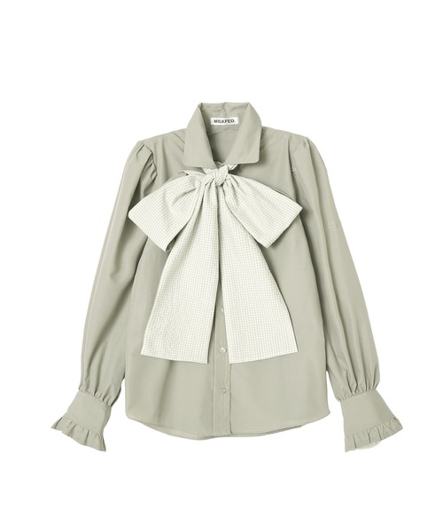 MILKFED.（ミルクフェド）の「BOW TIE COLLAR SHIRT（シャツ/ブラウス・レディース・ブラック/ブラウン/ライトグリーン・ONE SIZE）」の2枚目の写真
