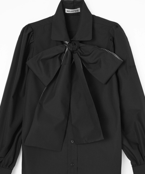MILKFED.（ミルクフェド）の「BOW TIE COLLAR SHIRT（シャツ/ブラウス・レディース・ブラック/ブラウン/ライトグリーン・ONE SIZE）」の19枚目の写真