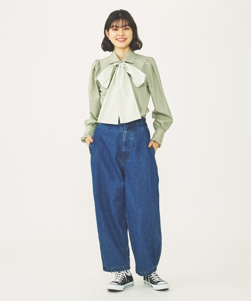 MILKFED.（ミルクフェド）の「BOW TIE COLLAR SHIRT（シャツ/ブラウス・レディース・ブラック/ブラウン/ライトグリーン・ONE SIZE）」の7枚目の写真