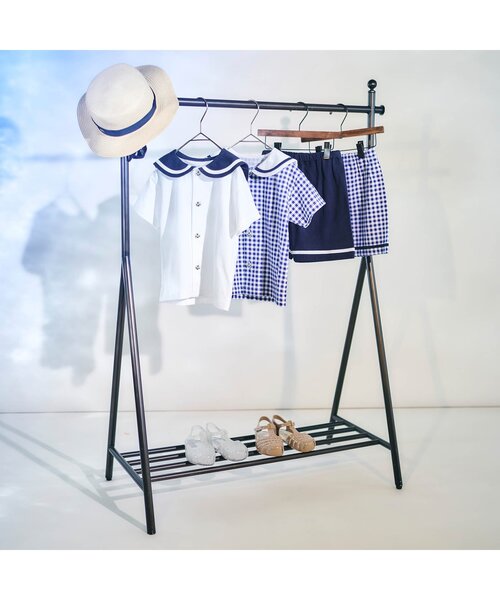 apres les cours（アプレレクール）の「【吸水速乾・接触冷感】セーラーカラーセットアップ（セットアップ・キッズ・チェック/ネイビー・80/90/100/110/120/130）」の9枚目の写真