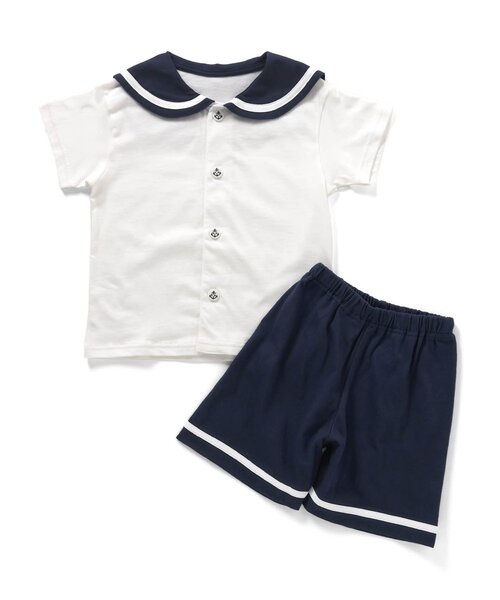 apres les cours（アプレレクール）の「【吸水速乾・接触冷感】セーラーカラーセットアップ（セットアップ・キッズ・チェック/ネイビー・80/90/100/110/120/130）」の18枚目の写真