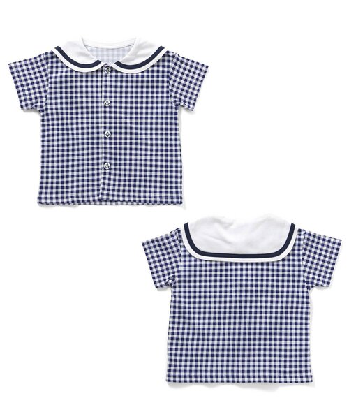 apres les cours（アプレレクール）の「【吸水速乾・接触冷感】セーラーカラーセットアップ（セットアップ・キッズ・チェック/ネイビー・80/90/100/110/120/130）」の19枚目の写真