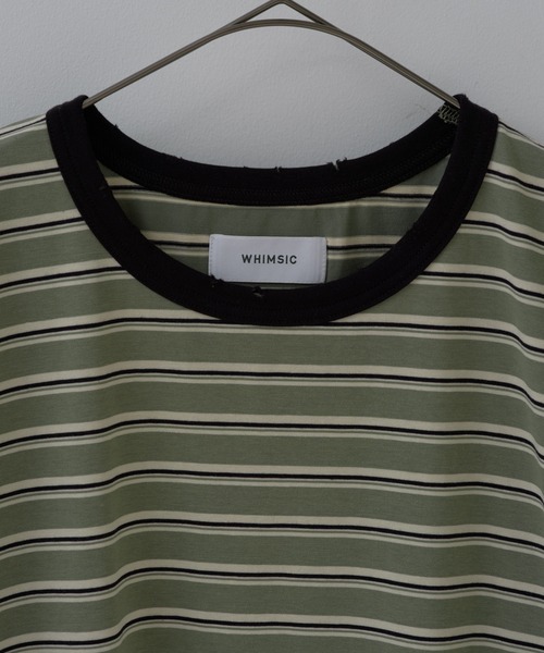 WHIMSIC(ウィムジック)の「【UNISEX】ハンドプロセスドダメージボーダーTシャツ(Tシャツ/カットソー・メンズ・ベージュ/パープル/グリーン・FREE)」の19枚目の写真