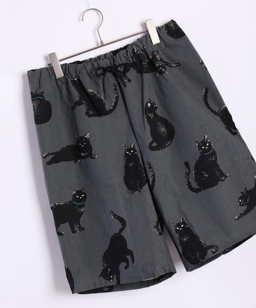 日本製 和風 アニマル ハーフパンツ（猫柄、犬柄）（その他パンツ